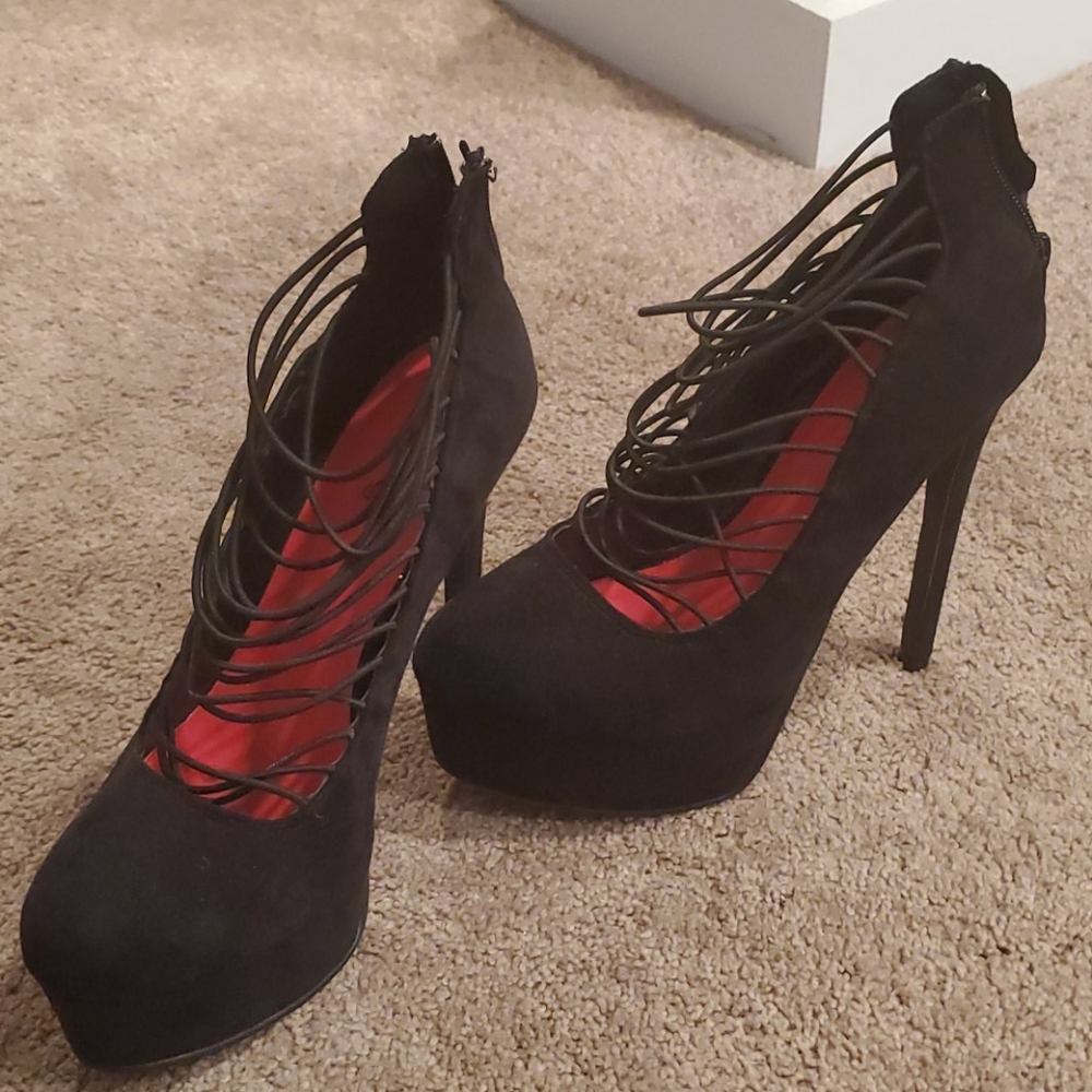 Black suede stilleto